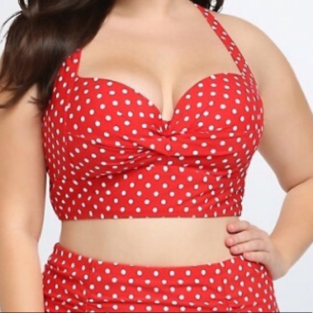 Torrid Swim red polka dot bathing suit